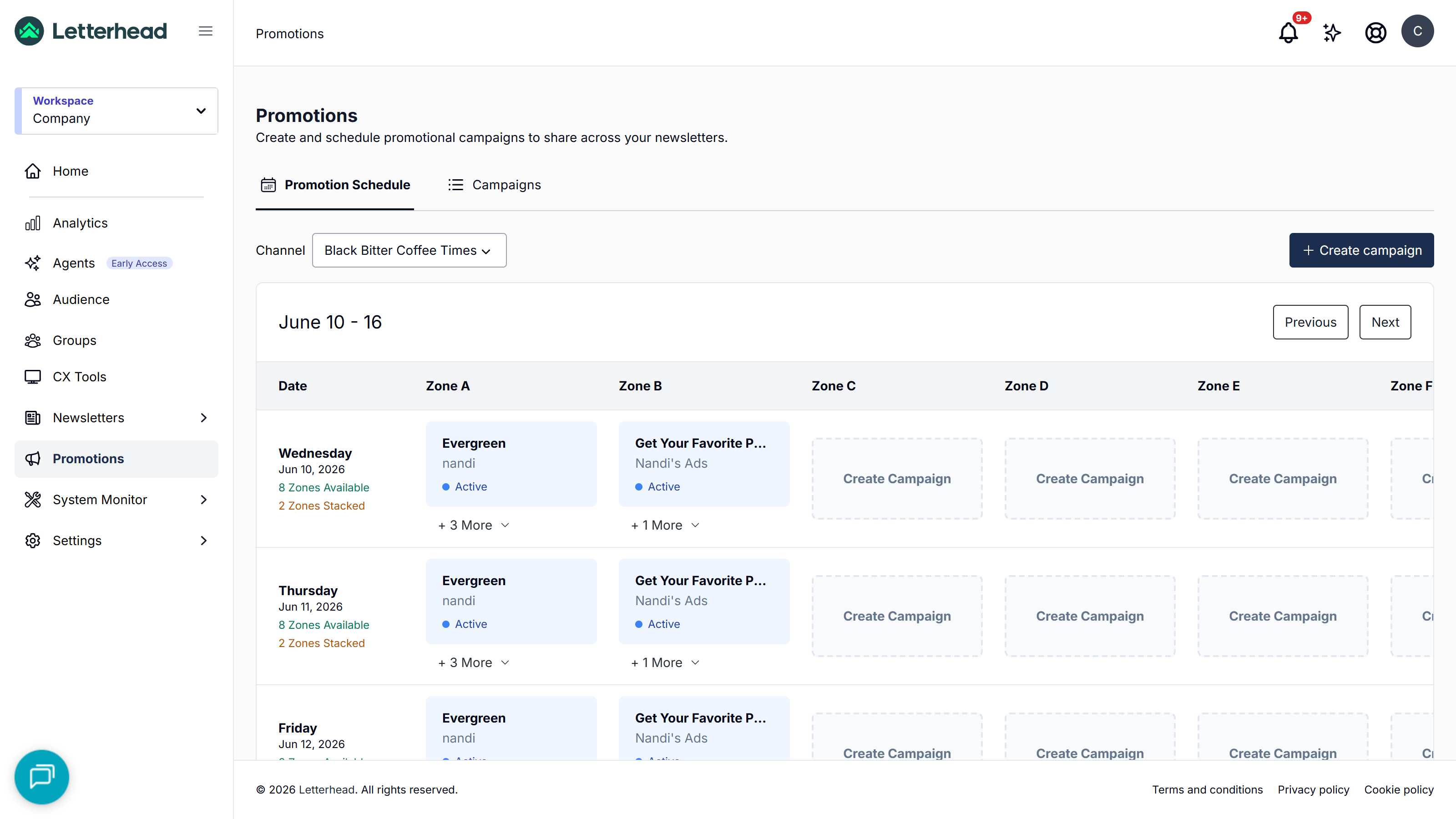 Inventory & calendar view